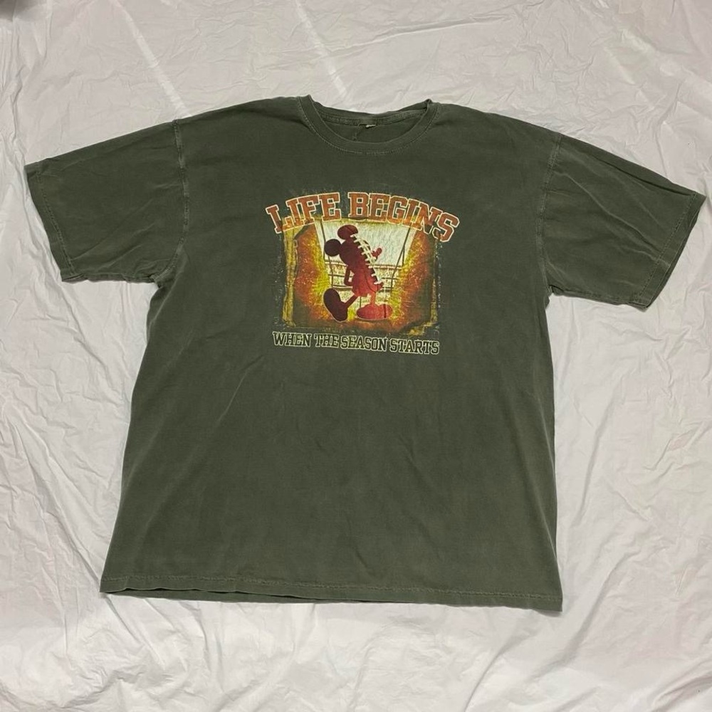 Khaki vintage Mickey Mouse Football shirt